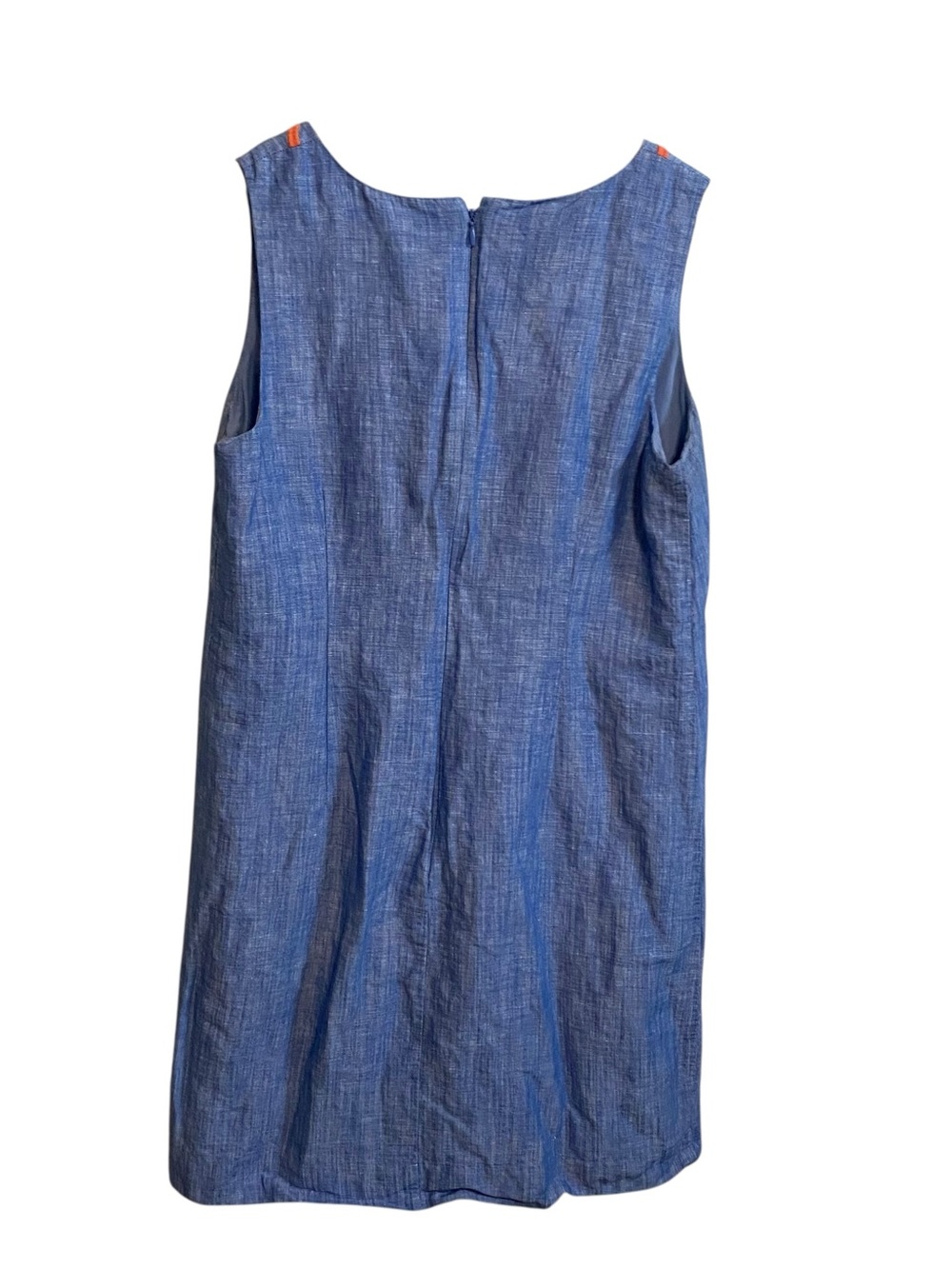 Talbots Chambray Floral Sleeveless Embroidered Linen Shift Dress Size 8 - Picture 7 of 7